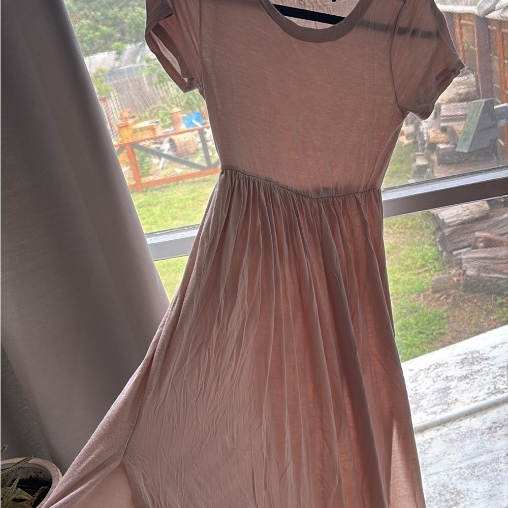 Women's Soft Pink Short-Sleeve Maxi Dress